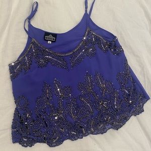 Angie Embellished Tank, Blue, Medium